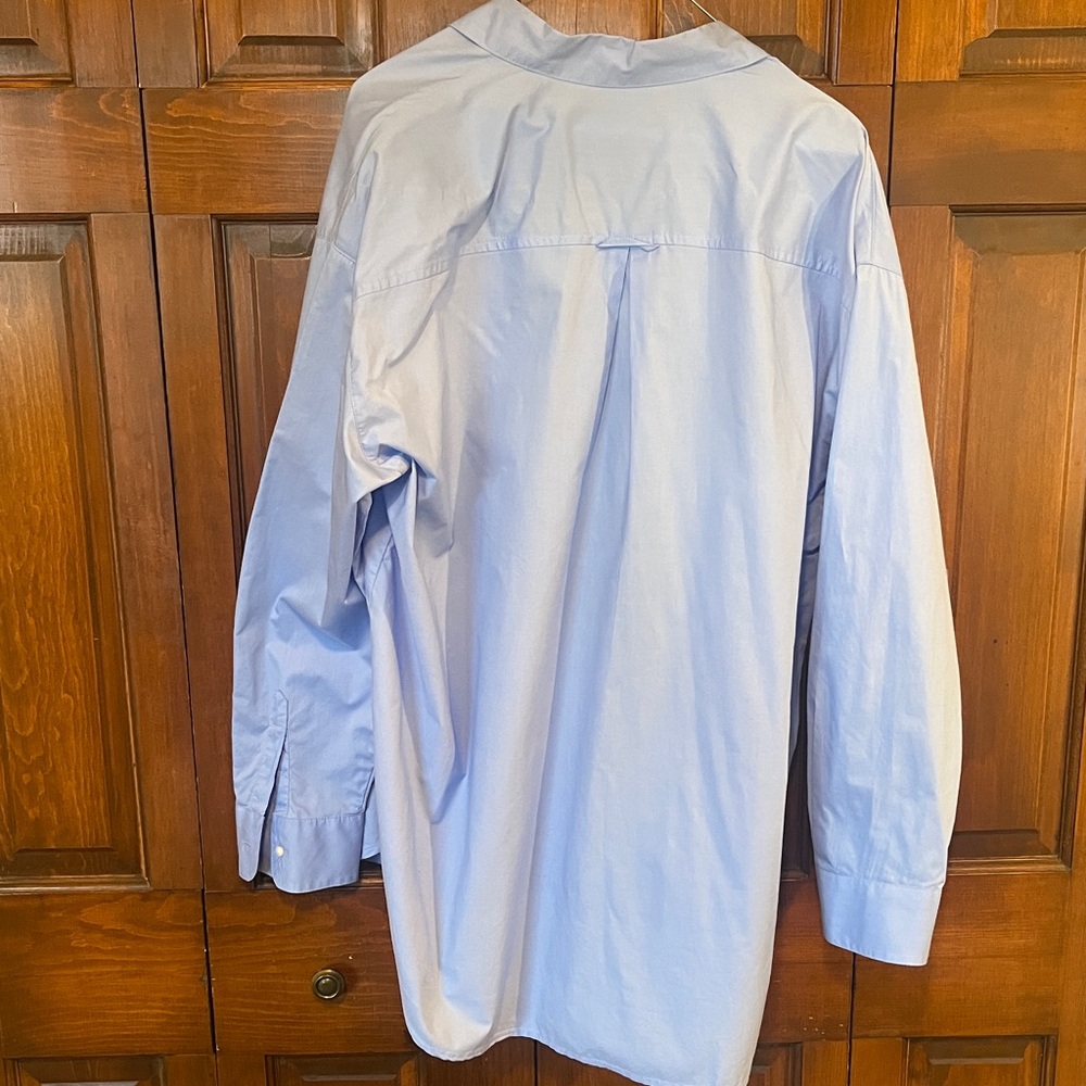 Old Navy Oversized Button- Down Cotton Boyfriend Shirt Oxford Blue Medium Tall - Picture 5 of 9